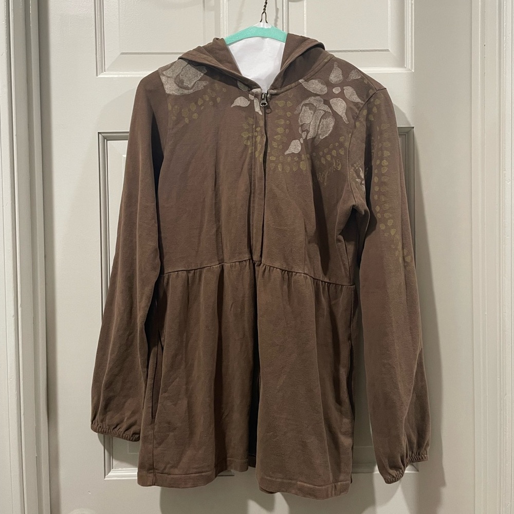 Life is Good brown peplum hoodie